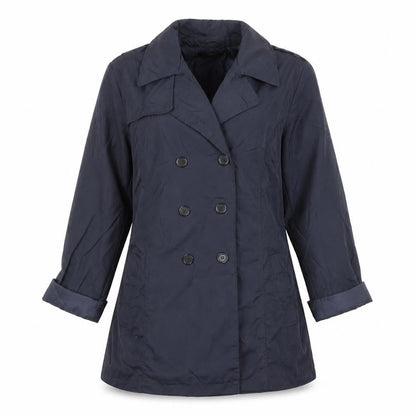 David Perry Womens Blue Trench Coat Jacket Size M Button
