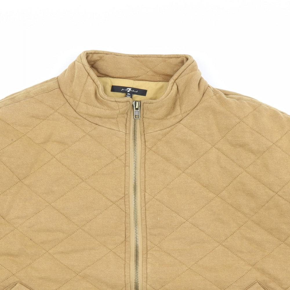 7 For All Mankind Mens Yellow Quilted Jacket Size XL Zip