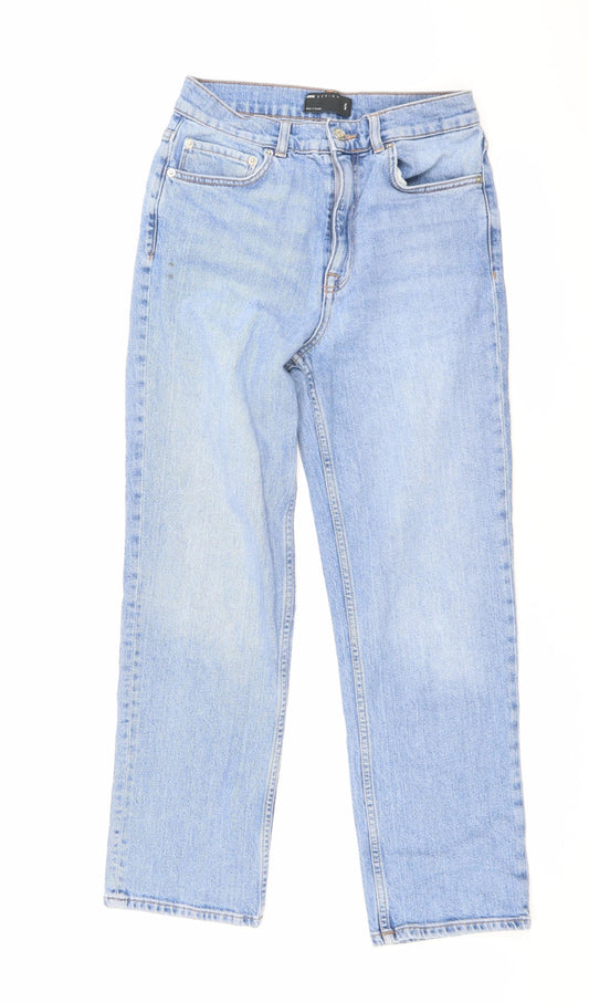 ASOS Womens Blue Cotton Straight Jeans Size 28 L26 in Regular Zip