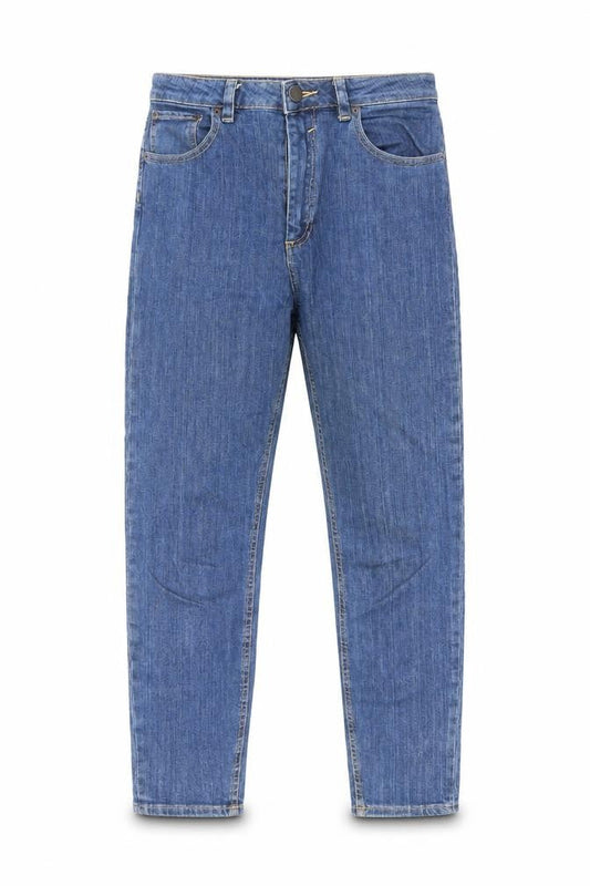 Front view of ASOS women’s blue cotton skinny jeans, size UK 28, 25-inch leg regular zip