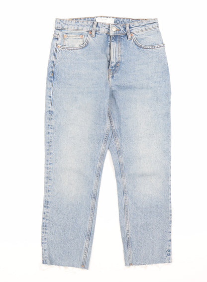 Topshop Womens Blue Cotton Straight Jeans Size 28 L23 in Regular Zip