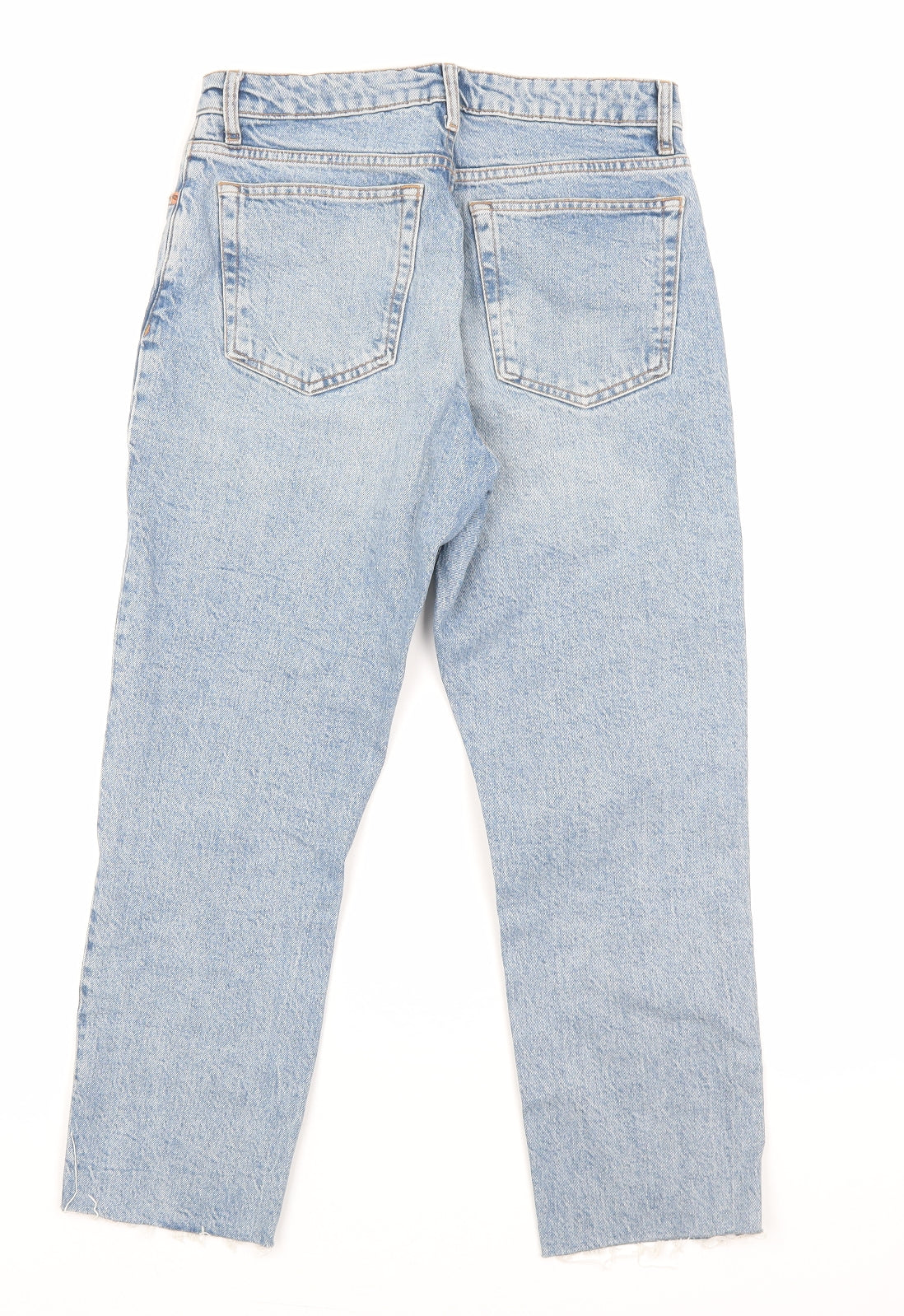 Topshop Womens Blue Cotton Straight Jeans Size 28 L23 in Regular Zip