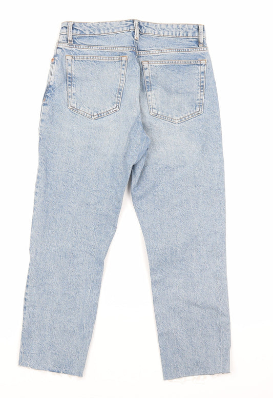 Topshop Womens Blue Cotton Straight Jeans Size 28 L23 in Regular Zip