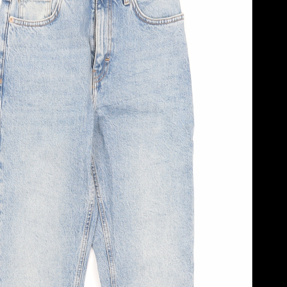 Topshop Womens Blue Cotton Straight Jeans Size 28 L23 in Regular Zip