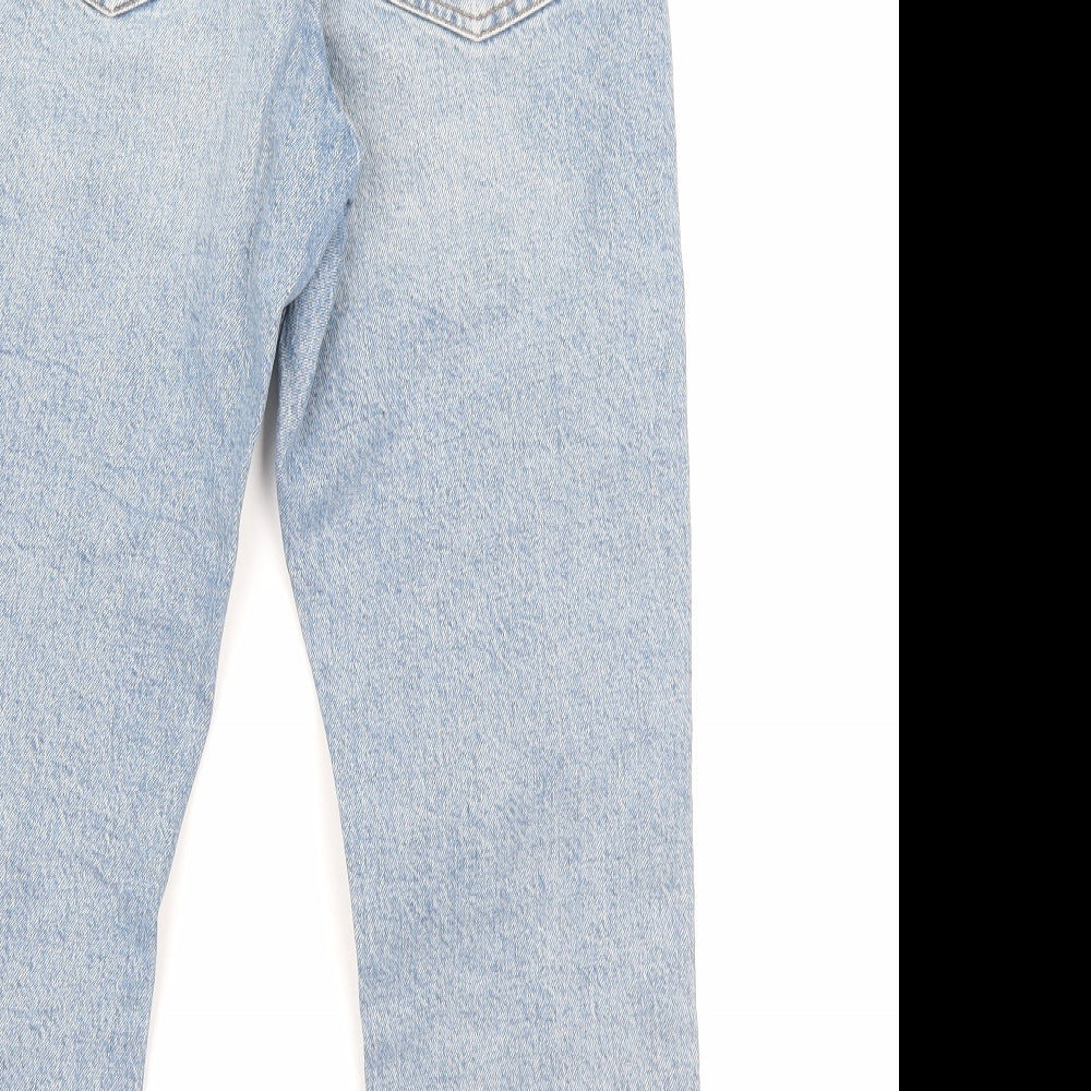 Topshop Womens Blue Cotton Straight Jeans Size 28 L23 in Regular Zip