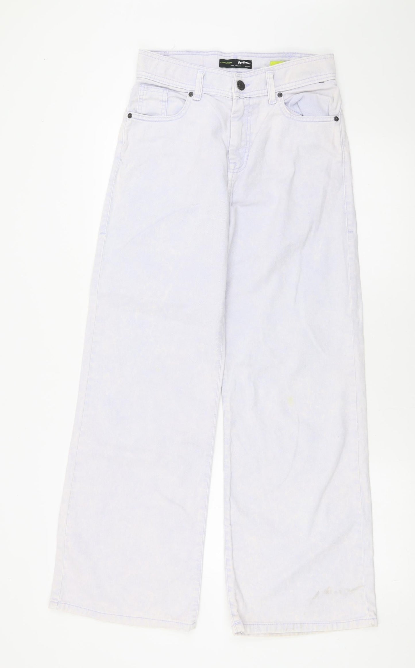Outfitters Womens Ivory Geometric Cotton Flared Jeans Size 28 L29 in Regular Zip