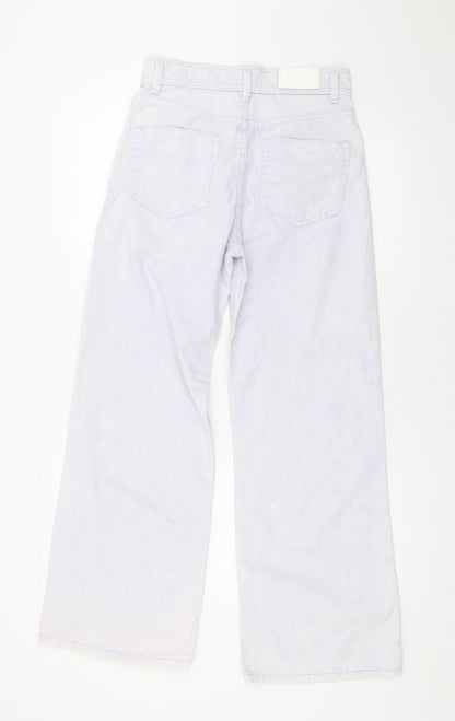 Outfitters Womens Ivory Geometric Cotton Flared Jeans Size 28 L29 in Regular Zip