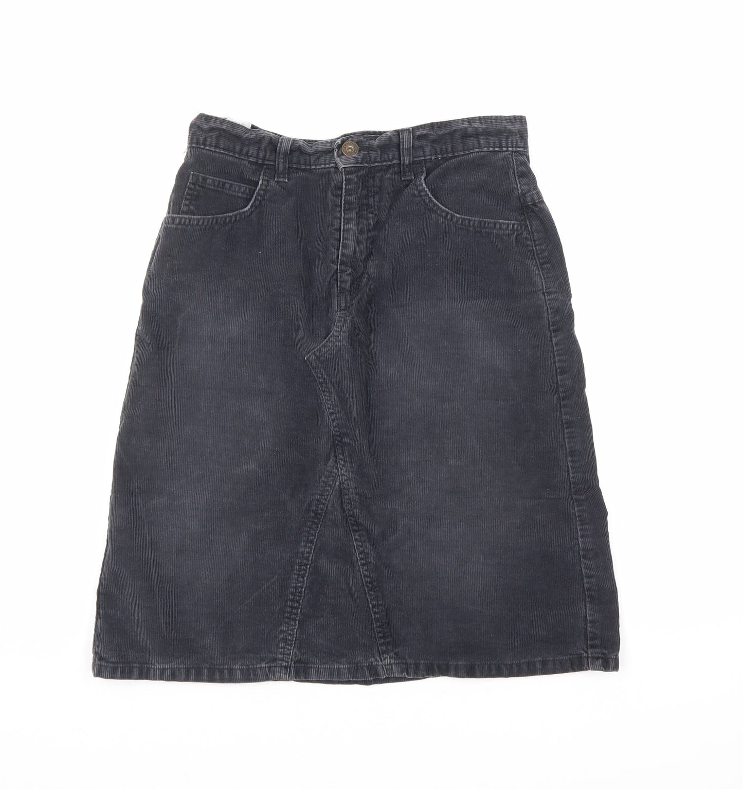 Marks and Spencer Womens Grey Cotton A-Line Skirt Size 10 Zip