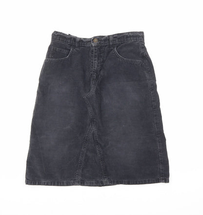 Marks and Spencer Womens Grey Cotton A-Line Skirt Size 10 Zip