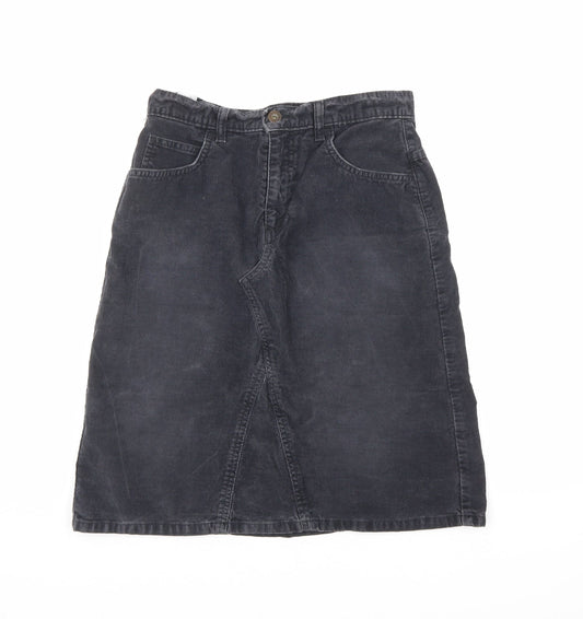 Marks and Spencer Womens Grey Cotton A-Line Skirt Size 10 Zip