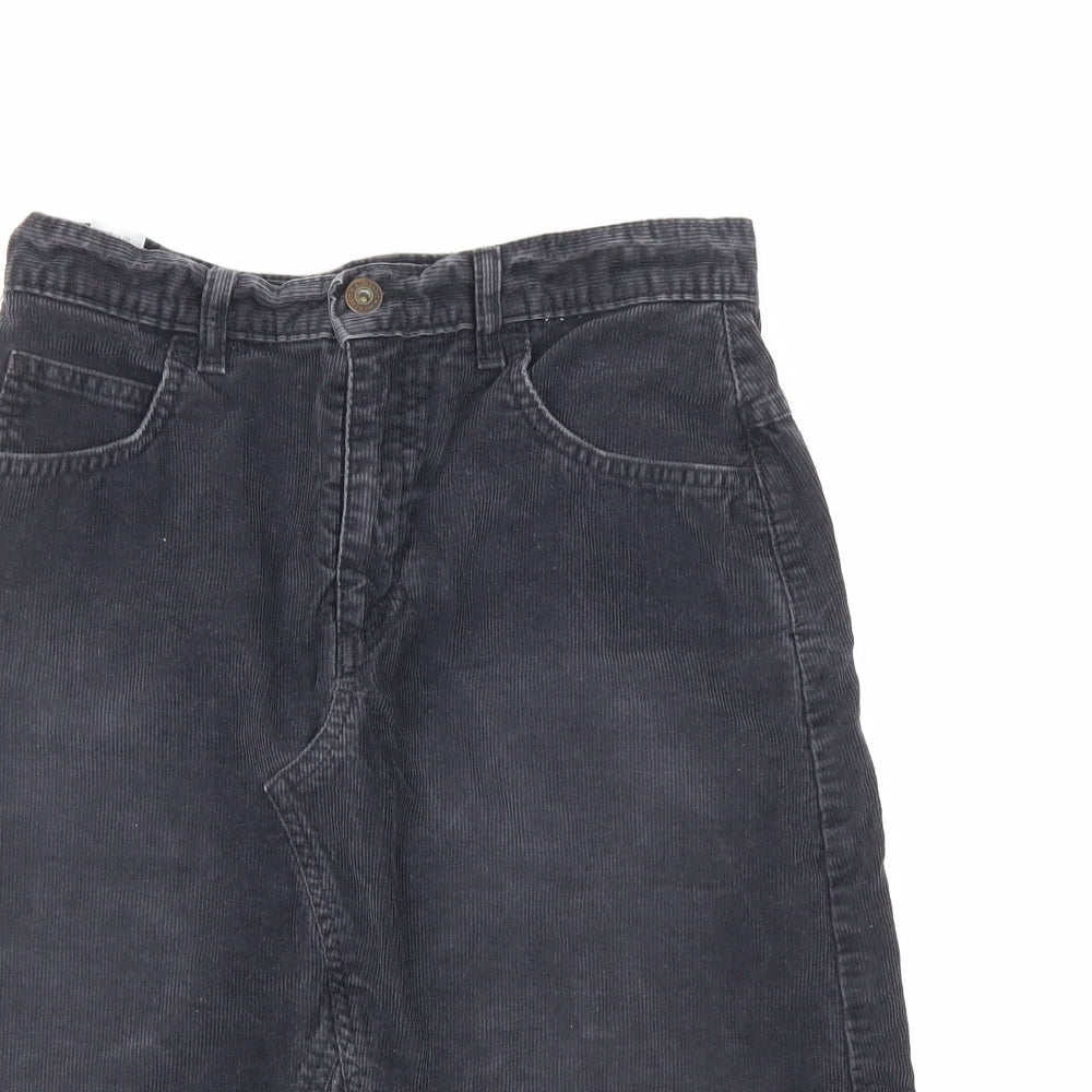 Marks and Spencer Womens Grey Cotton A-Line Skirt Size 10 Zip