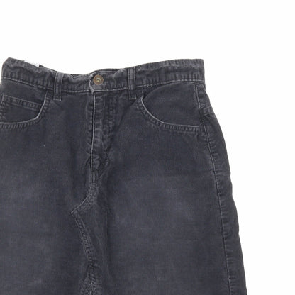 Marks and Spencer Womens Grey Cotton A-Line Skirt Size 10 Zip