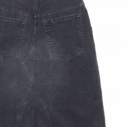 Marks and Spencer Womens Grey Cotton A-Line Skirt Size 10 Zip