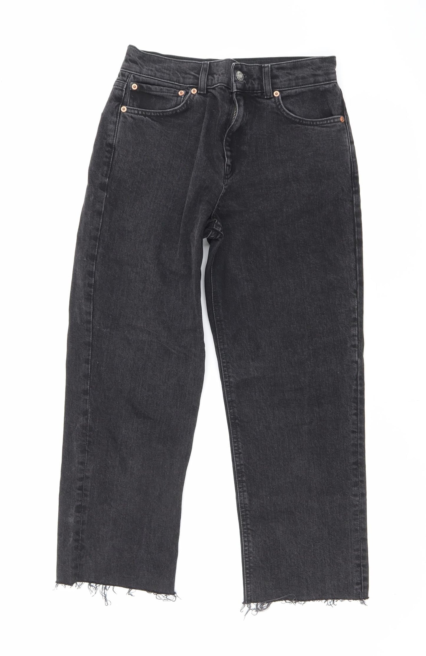 ASOS Womens Black Cotton Straight Jeans Size 28 L23 in Regular Zip