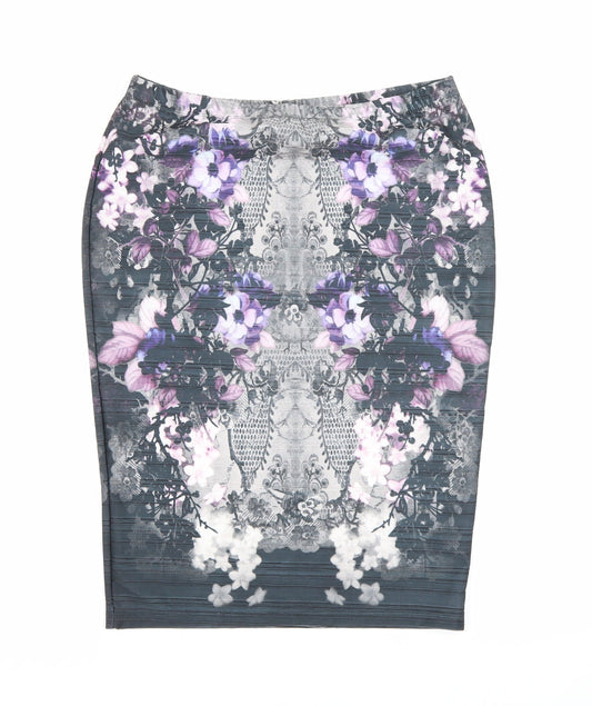 NEXT Womens Purple Floral Polyester Straight & Pencil Skirt Size 12