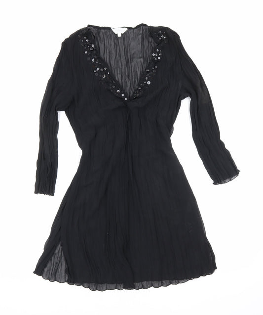 Debenhams Womens Black Polyester A-Line Size 14 V-Neck Tie