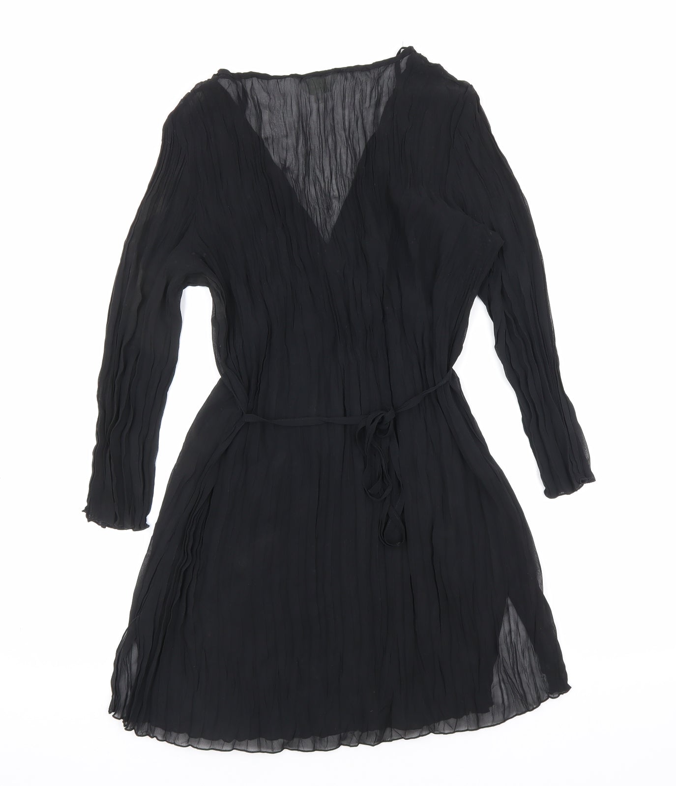 Debenhams Womens Black Polyester A-Line Size 14 V-Neck Tie