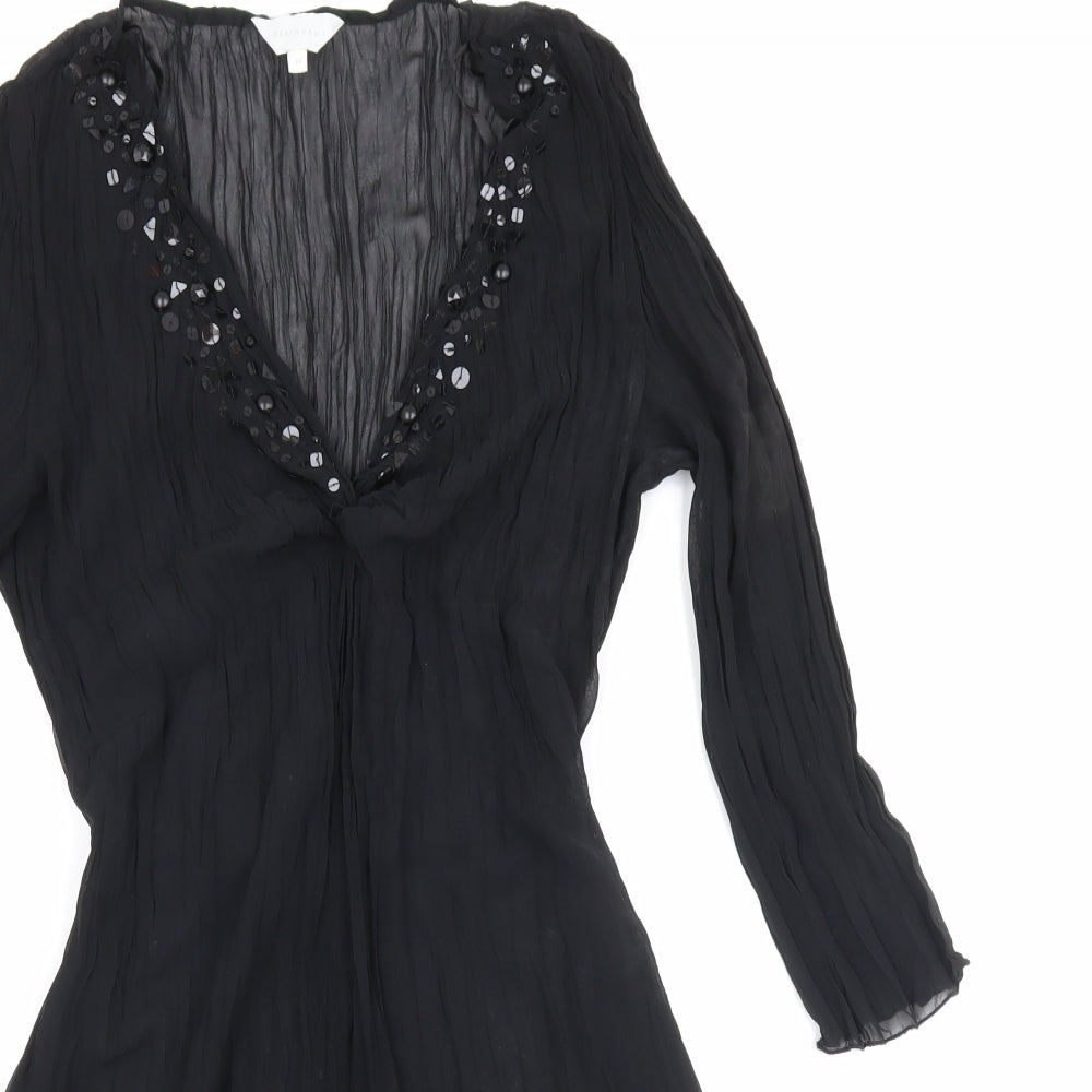 Debenhams Womens Black Polyester A-Line Size 14 V-Neck Tie