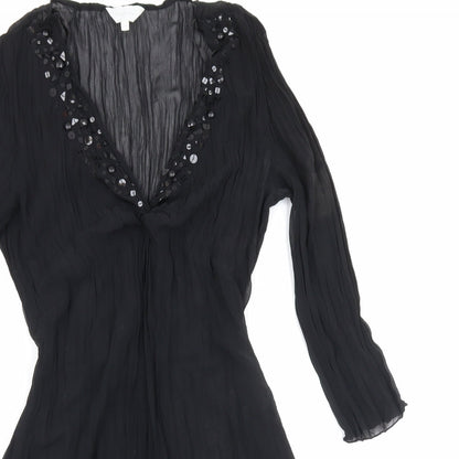 Debenhams Womens Black Polyester A-Line Size 14 V-Neck Tie