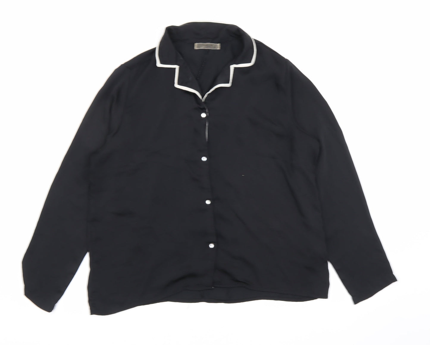 Womens UK Size S Mango Black Basic Button-Up