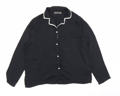 Womens UK Size S Mango Black Basic Button-Up