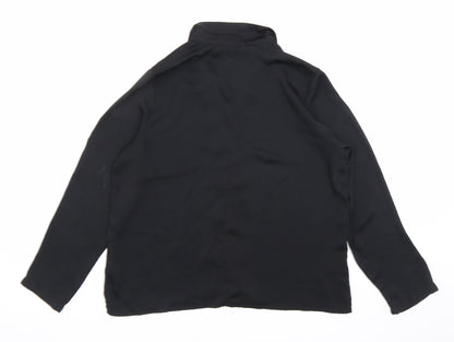 Womens UK Size S Mango Black Basic Button-Up
