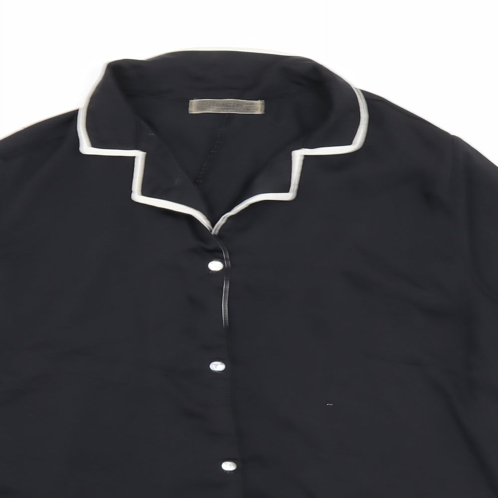 Womens UK Size S Mango Black Basic Button-Up