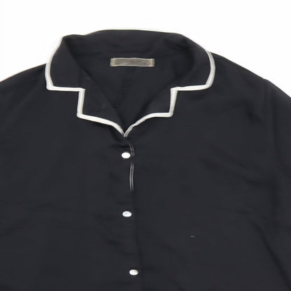 Womens UK Size S Mango Black Basic Button-Up
