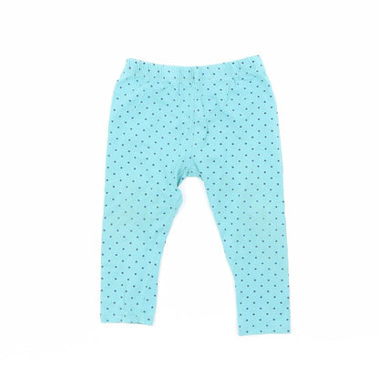 Mini Club Girls Blue Polka Dot Cotton Pedal Pusher Leggings Size 12-18 Months
