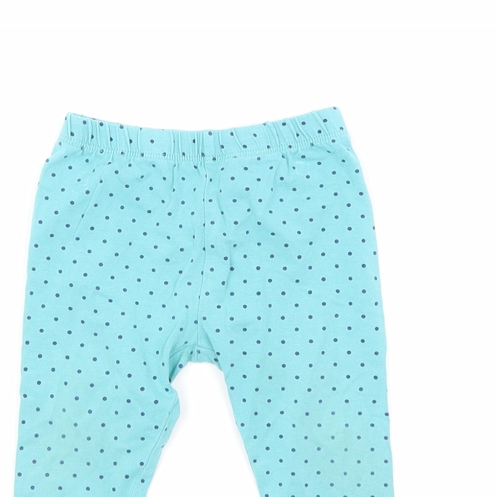 Mini Club Girls Blue Polka Dot Cotton Pedal Pusher Leggings Size 12-18 Months