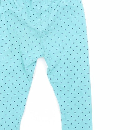 Mini Club Girls Blue Polka Dot Cotton Pedal Pusher Leggings Size 12-18 Months