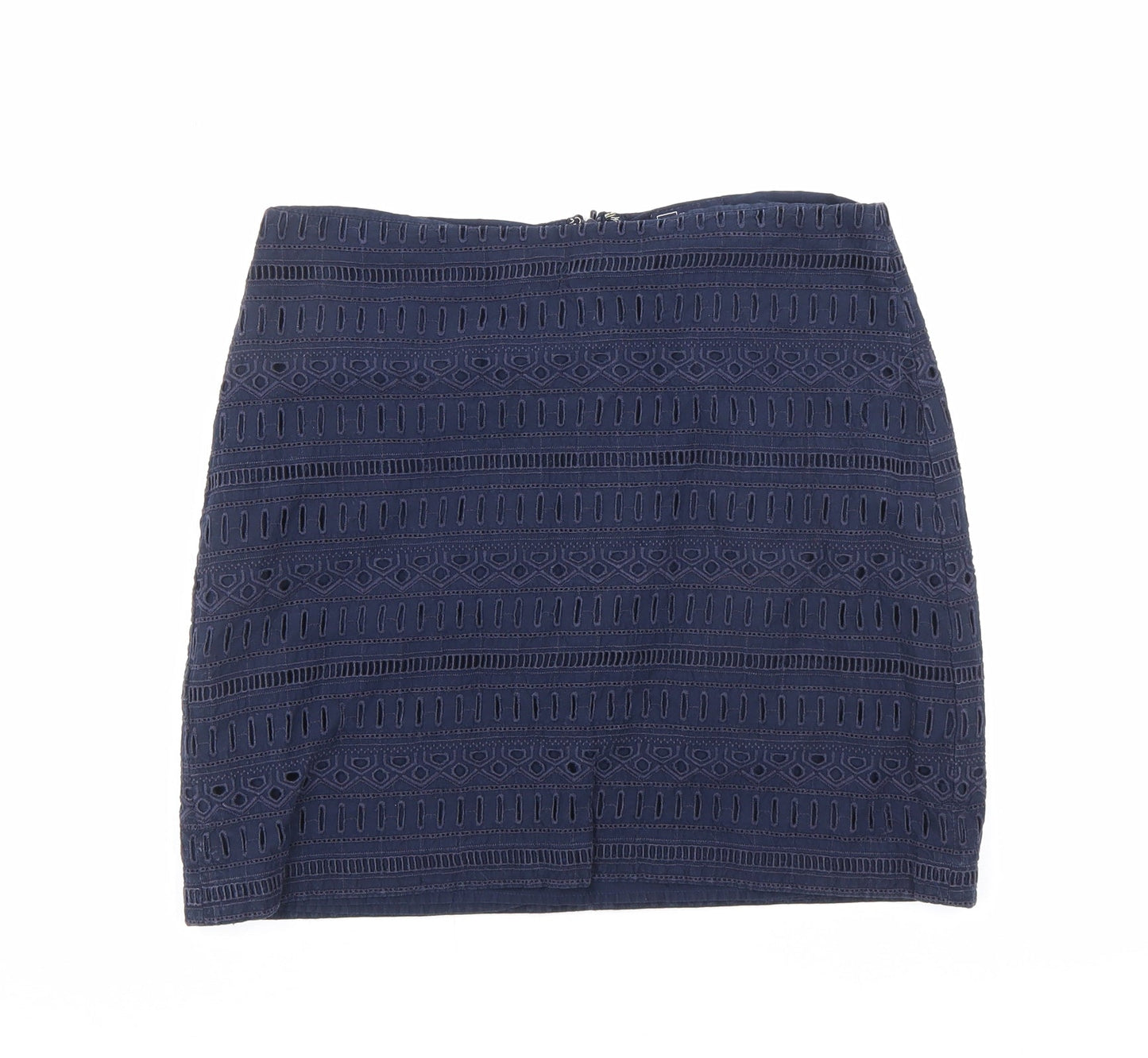 Gap Womens Blue Geometric Cotton A-Line Skirt Size 6 Zip