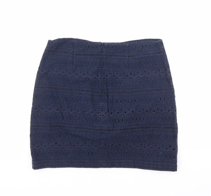 Gap Womens Blue Geometric Cotton A-Line Skirt Size 6 Zip