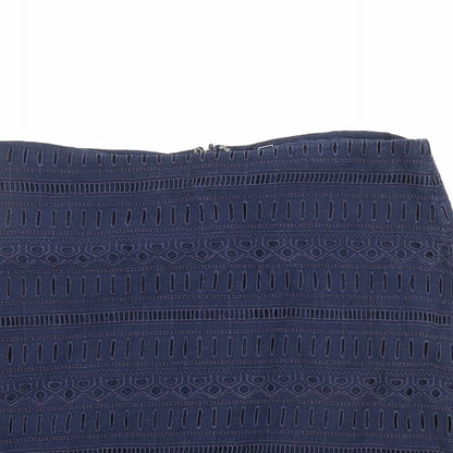 Gap Womens Blue Geometric Cotton A-Line Skirt Size 6 Zip