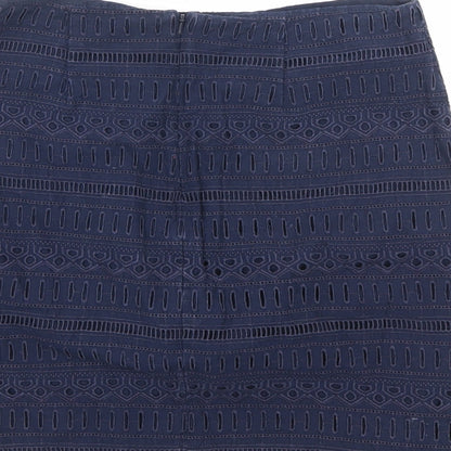 Gap Womens Blue Geometric Cotton A-Line Skirt Size 6 Zip
