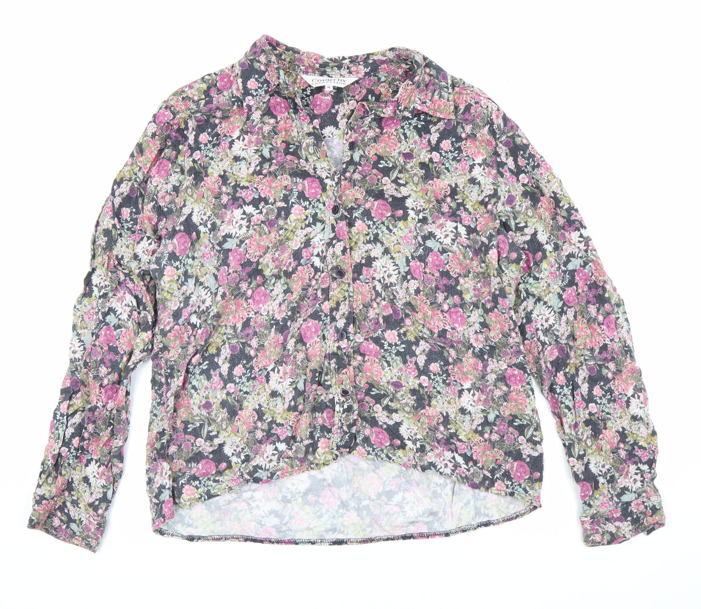 Womens UK Size 16 Country Collection Multicoloured Basic Button-Up