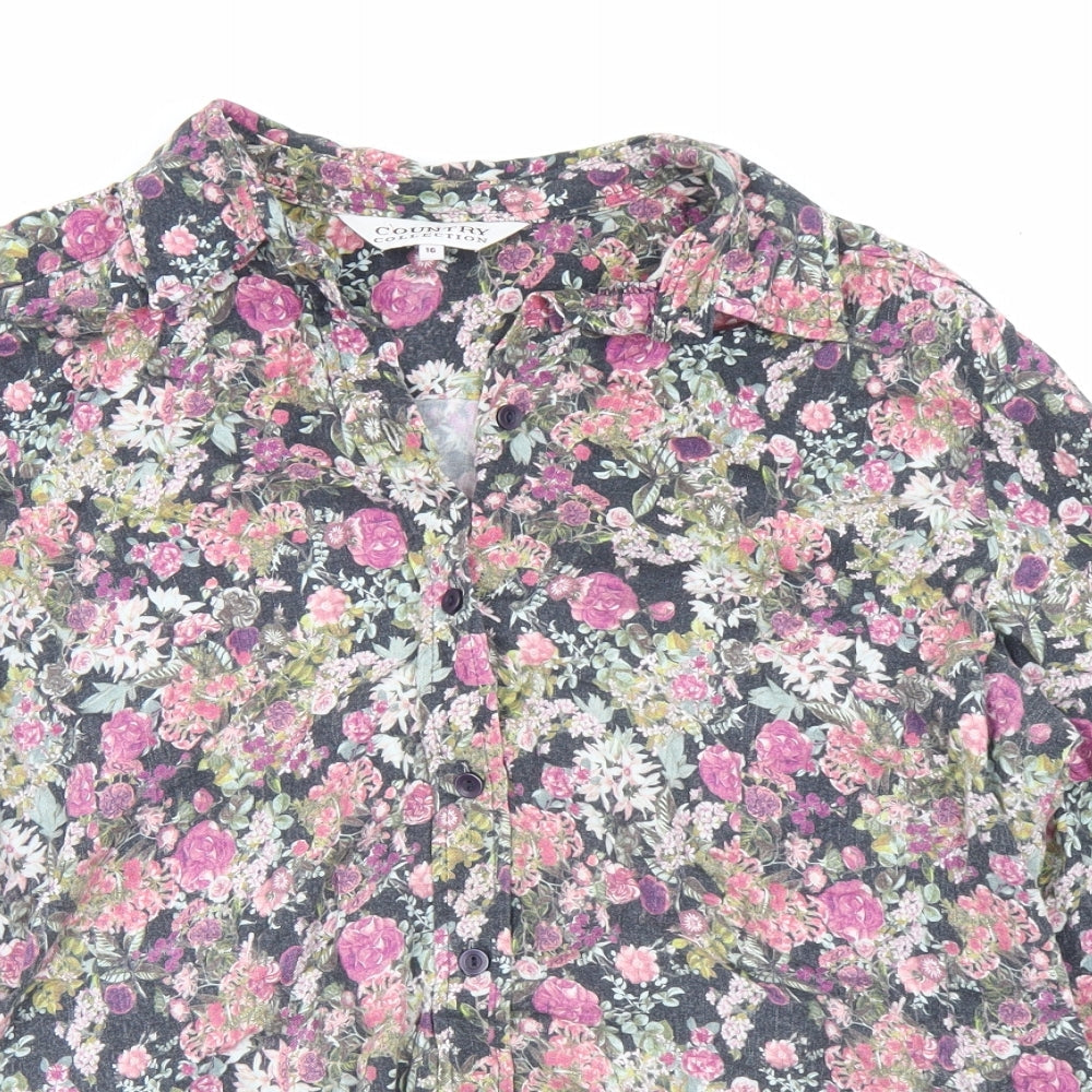 Womens UK Size 16 Country Collection Multicoloured Basic Button-Up