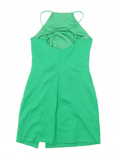 Stradivarius Womens Green Viscose Mini Size M Halter Pullover