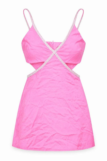 Stradivarius Womens Pink Polyester Mini Size M V-Neck Zip - Sparkle