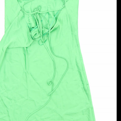 Stradivarius Womens Green Polyester Mini Size M Cowl Neck Tie