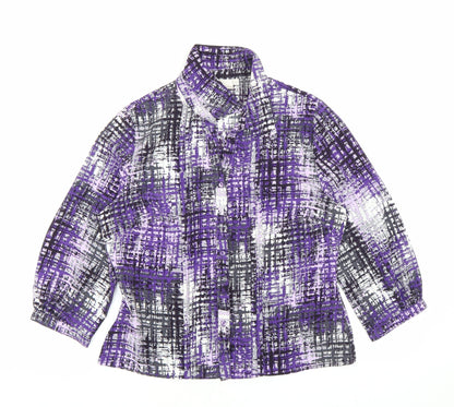Womens UK Size 10 Country Casuals Purple Basic Button-Up