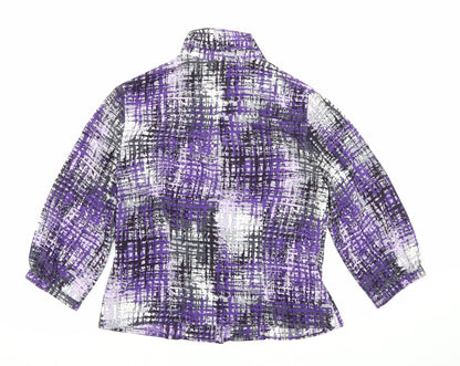 Womens UK Size 10 Country Casuals Purple Basic Button-Up