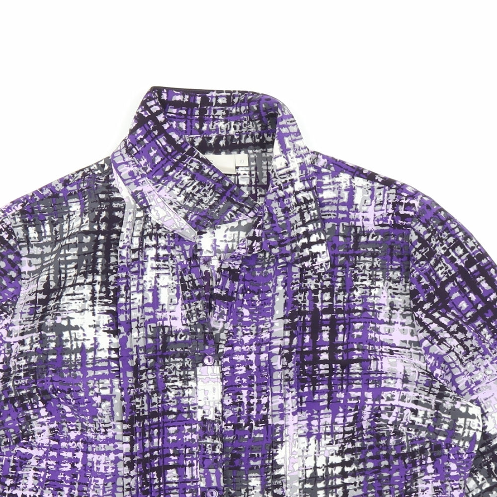 Womens UK Size 10 Country Casuals Purple Basic Button-Up