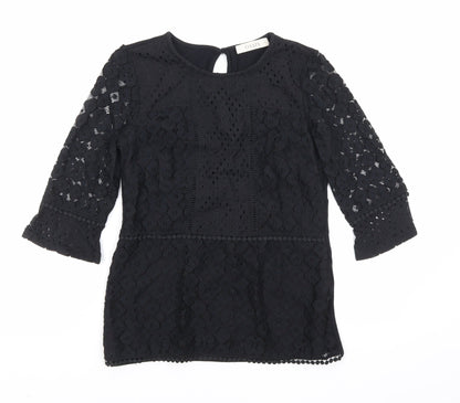Womens UK Size XS Oasis Black Basic Blouse