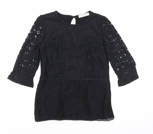 Womens UK Size XS Oasis Black Basic Blouse
