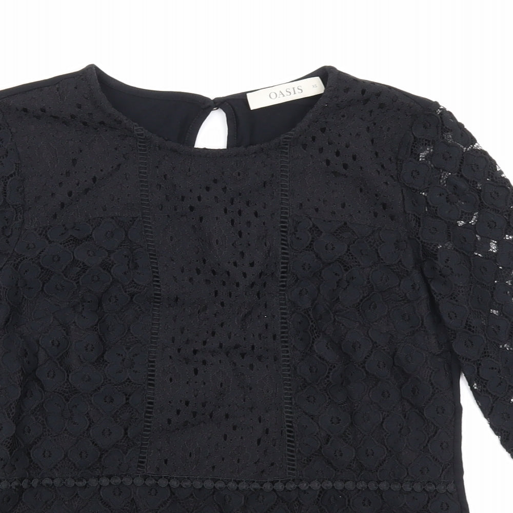 Womens UK Size XS Oasis Black Basic Blouse
