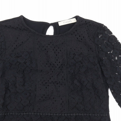 Womens UK Size XS Oasis Black Basic Blouse
