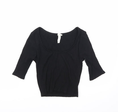 Womens UK Size S H&M Black Basic Blouse