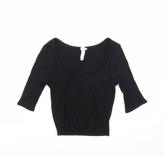Womens UK Size S H&M Black Basic Blouse