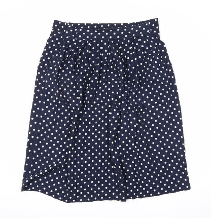 Lee Winter Womens Blue Polka Dot Polyester A-Line Skirt Size 14 Zip